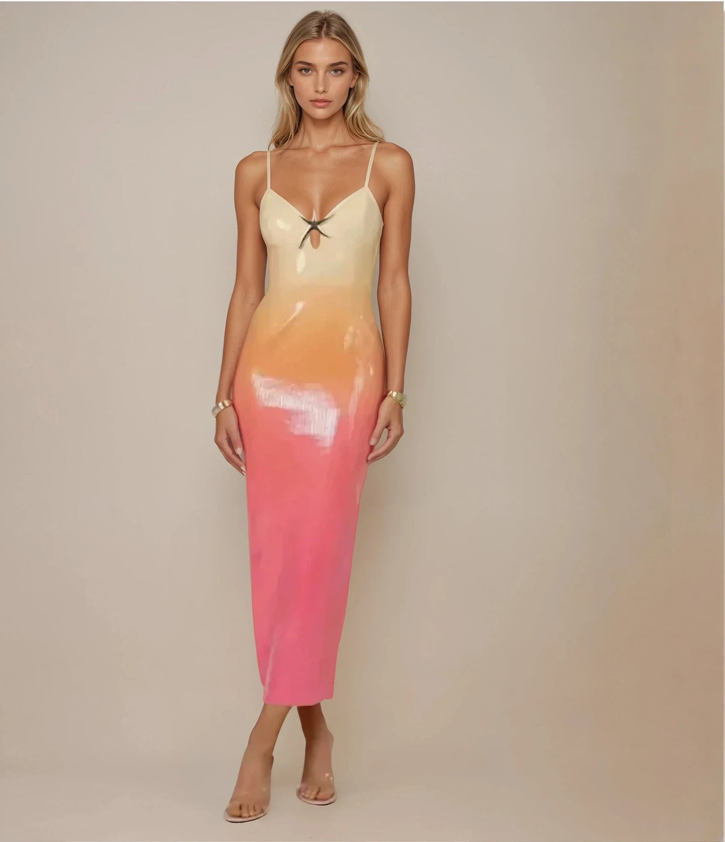 LYRA - MAXI APRICOT OMBRE DRESS