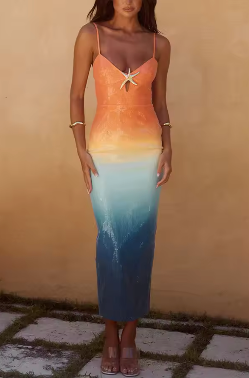 LYRA - MAXI ORANGE OMBRE DRESS