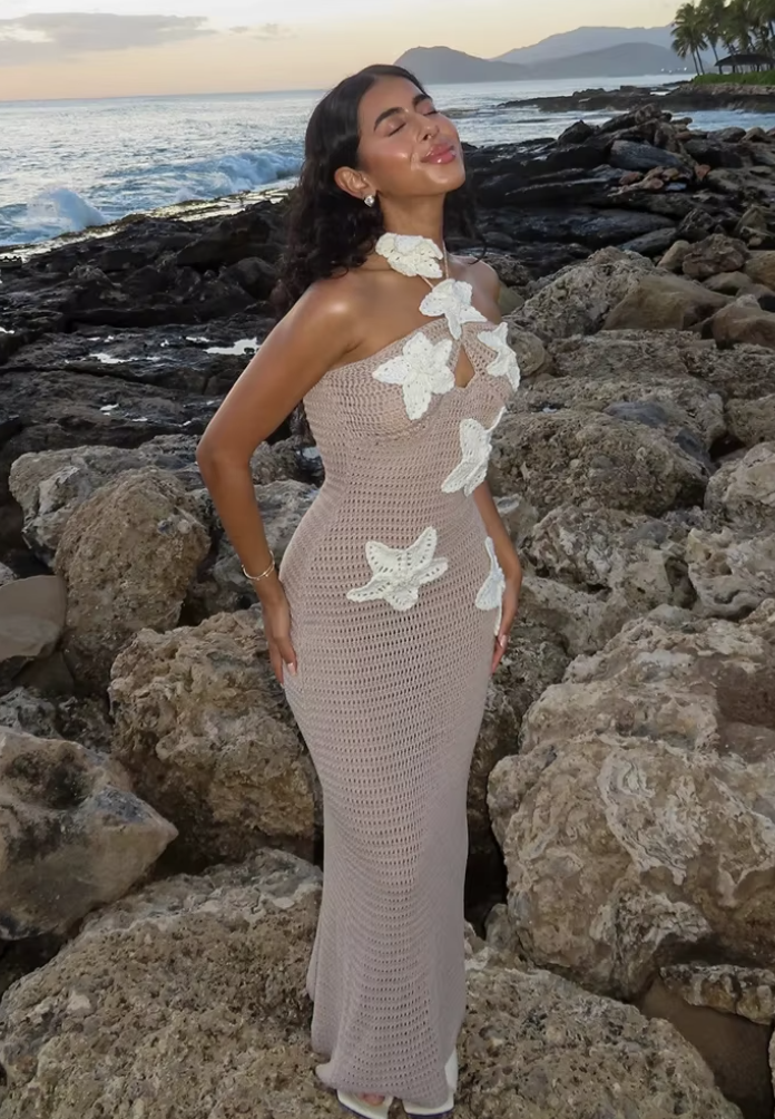 ARIEL - MAXI BLUE KNITTED DRESS