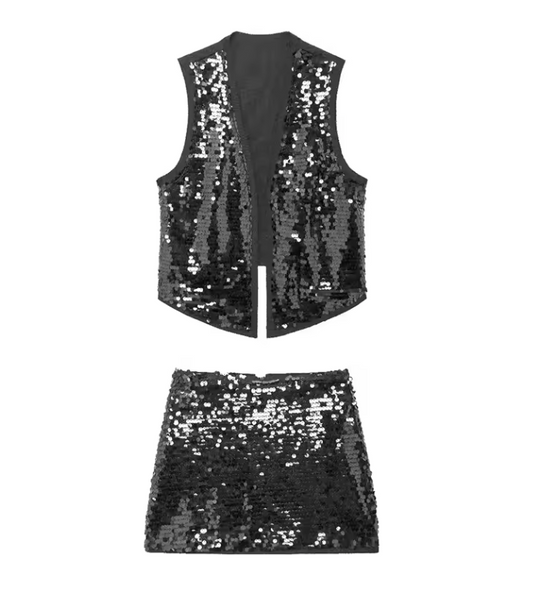 HARPER - DARK SEQUIN SET