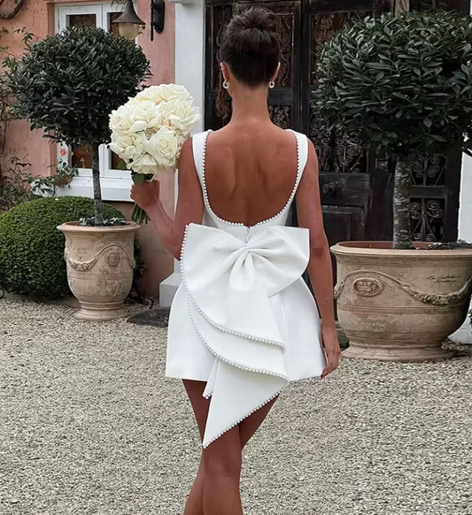 PURE - MINI BACKLESS BOW DRESS